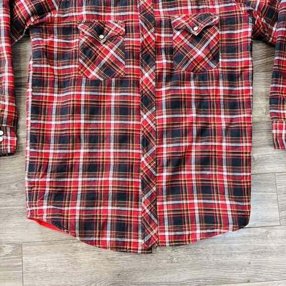Vtg Stylewise Plaid Jacket Mens 15 1/2 Red Fleece Long Sleeve Lumberjack Outdoor - Picture 5 of 14